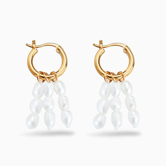 White Freshwater Baroque Pearl Grain Nebula Earring Grain Nebula