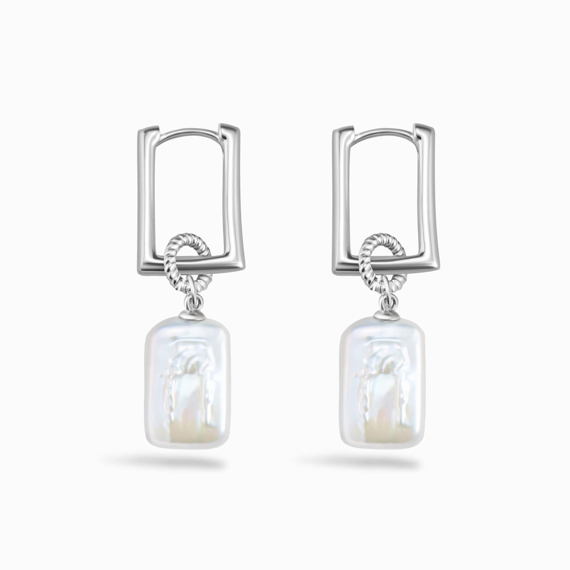 White Freshwater Baroque Pearl Ethereal Square Earring Ethereal Square