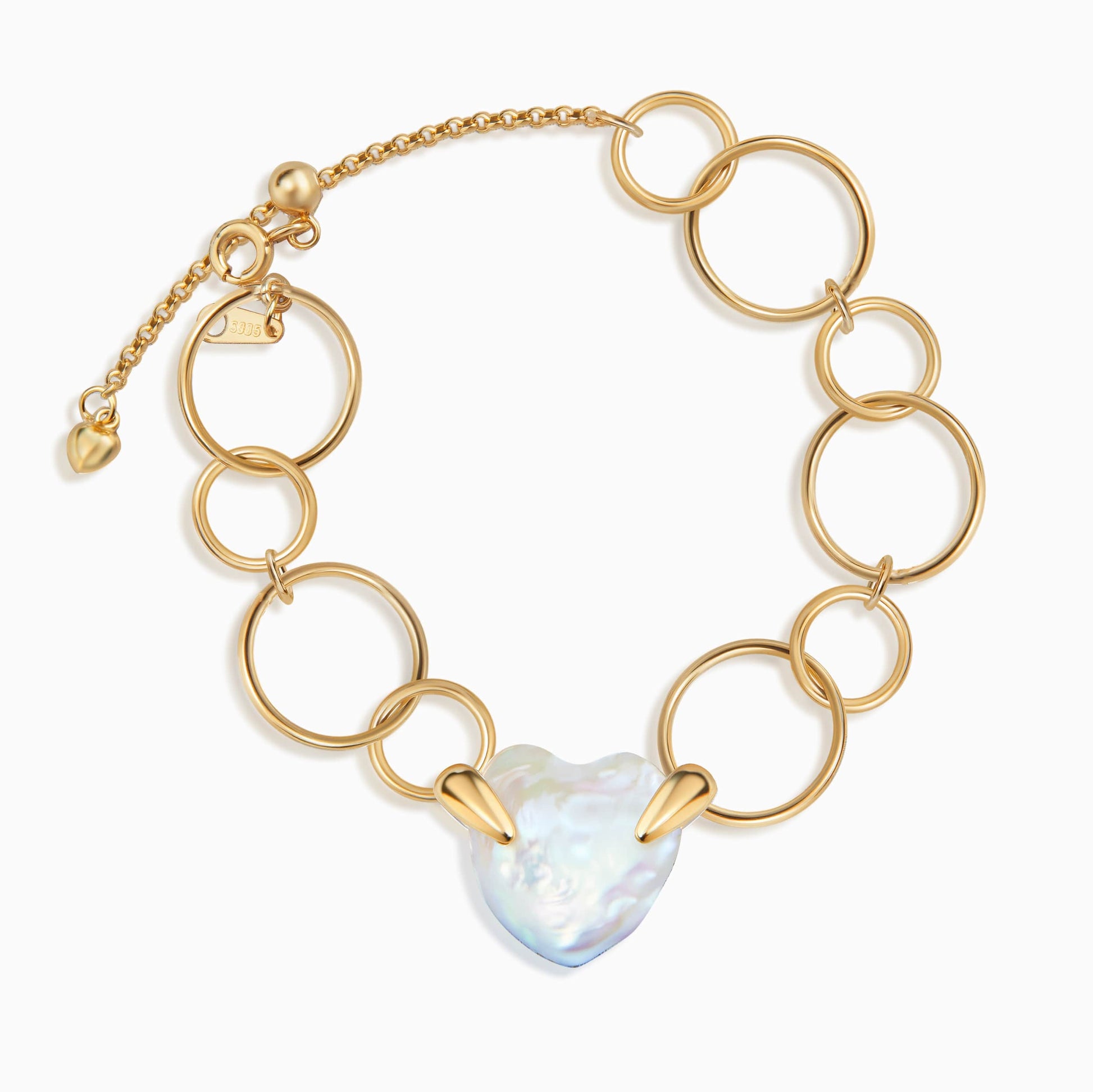 White Freshwater Baroque Pearl Geometric Heart Bracelet Geometric Heart