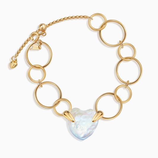 White Freshwater Baroque Pearl Geometric Heart Bracelet Geometric Heart
